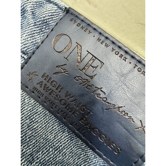 One Teaspoon Ankle Jeans Womens 29X28 High Waist Baggy Distressed Striped - Picture 11 of 13